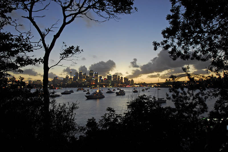 Sydney CBD in der Abenddämmerung